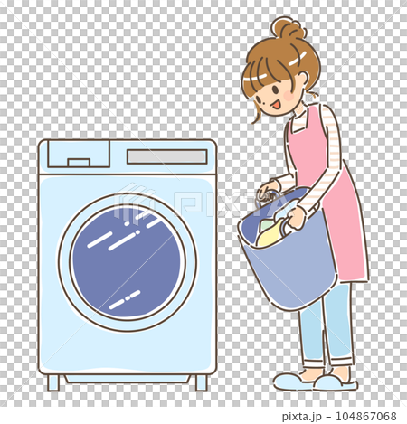 微笑著洗衣服的年輕女子沒有背景 104867068