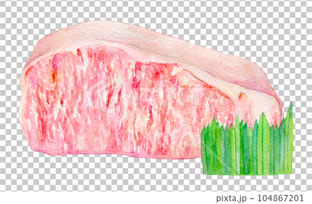 奢華食材國產大理石和牛水彩插圖 奢華食材國產大理石和牛水彩插圖 104867201