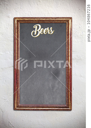 Framed blackboard with copy space for beers selection 104867216