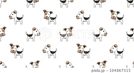 Vector cartoon wire fox terrier dog seamless pattern background 104867315
