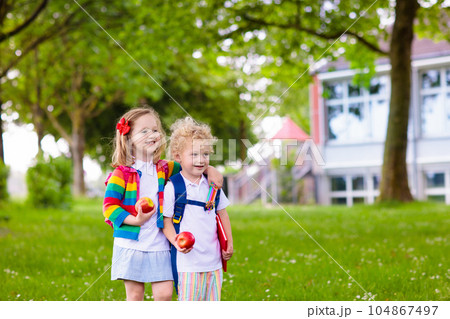 Kids on first school day Kids on first school day 104867497