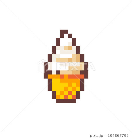 Pixel Art Ice Cream Set Retro Video Game Collection Of 8 Bit Ice