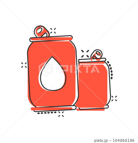 Soda can icon in comic style. Drink bottle cartoon vector illustration on isolated background. Beverage splash effect sign business concept. 104868186