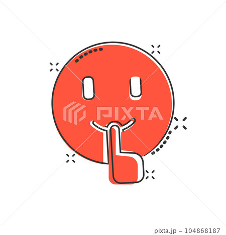 Quiet icon in comic style. Silence cartoon vector illustration on isolated background. Hush splash effect sign business concept. 104868187