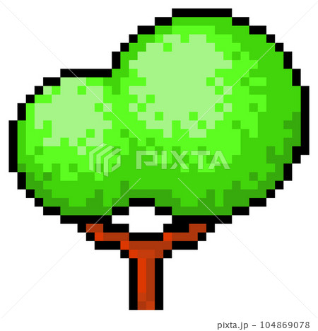 Vector illustration of tree pixel design. Tree and bush symbol of pixel game on white background 104869078