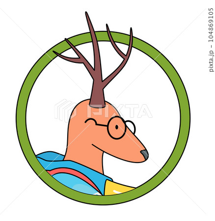 Cute avatar of deer wearing glasses, portait of cartoon wild animal isolated at white background Cute avatar of deer wearing glasses, portait of cartoon wild animal isolated at white background 104869105