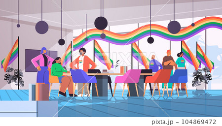 mix race businesspeople with lgbt rainbow flags gay lesbian love parade pride festival transgender love concept mix race businesspeople with lgbt rainbow flags gay lesbian love parade pride festival transgender love concept 104869472