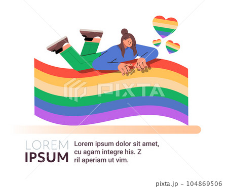 woman with lgbt rainbow flag gay lesbian love parade pride festival transgender love concept copy space woman with lgbt rainbow flag gay lesbian love parade pride festival transgender love concept copy space 104869506