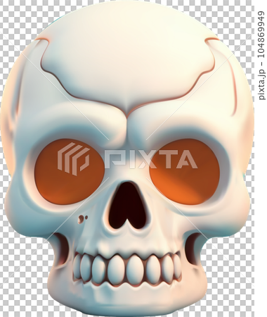 3D cute cartoon skull. Vector Illustration 104869949