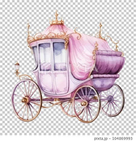 Watercolor Princess coach. Illustration AI Generative 104869993