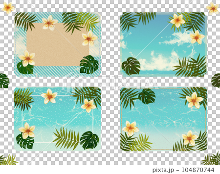 Summer frame background material (・∀・) [Seaside Plumeria] 104870744