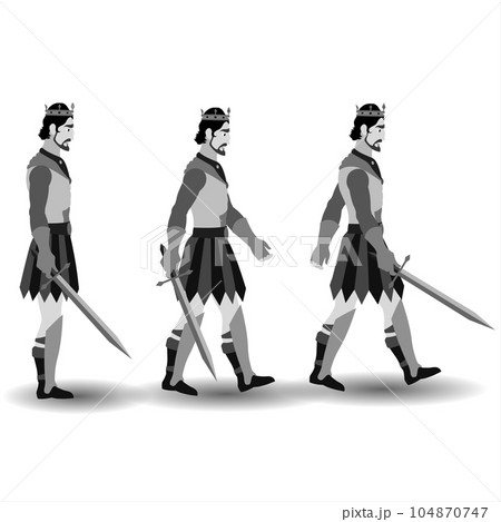 Viking warrior with a sword on a white background Viking warrior with a sword on a white background 104870747
