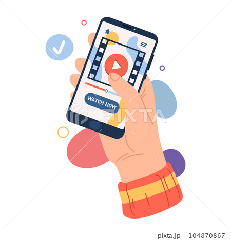 Smartphone appl for video watching. Vector image 104870867