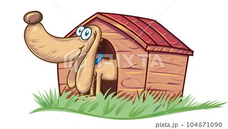cute dog house with dog character cartoon cute dog house with dog character cartoon 104871090
