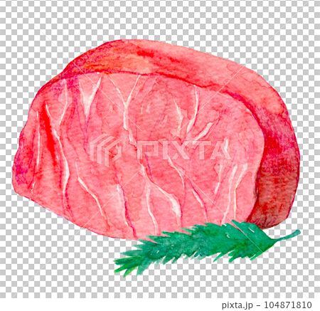 高級食材 国産和牛 赤身 水彩イラスト 高級食材 国産和牛 赤身 水彩イラスト 104871810