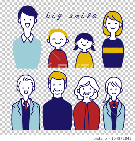 所有年齡段的微笑的人彩色圖標 104871842