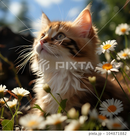 見上げる猫 104871882