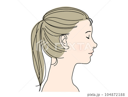 目を閉じた女性の右向き 横顔アップのイラスト 上半身バストアップ 顔アップ 目を閉じた女性の右向き 横顔アップのイラスト 上半身バストアップ 顔アップ 104872188