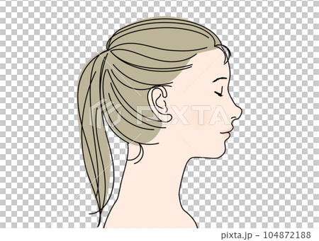 目を閉じた女性の右向き 横顔アップのイラスト 上半身バストアップ 顔アップ 目を閉じた女性の右向き 横顔アップのイラスト 上半身バストアップ 顔アップ 104872188