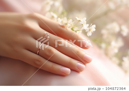 Woman's hand with manicure. Illustration AI Generative 104872364