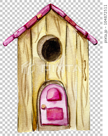 An old wooden house . An old rusty enamel element. Hand drawn watercolor illustration. Perfect for wedding invitation, greetings card, posters. An old wooden house . An old rusty enamel element. Hand drawn watercolor illustration. Perfect for wedding invitation, greetings card, posters. 104872511