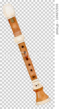 Watercolor illustration musical instrument music school recorder 104872930