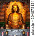 golden buddha statue in chinese temple for banners, posters, information graphics, prints layout covering books, magazine pages, advertising materials, advertisement marketing, social media headers 104873124