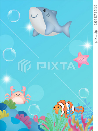 Cute Ocean Fish Theme Invitation Template frame, cute shark 104873519