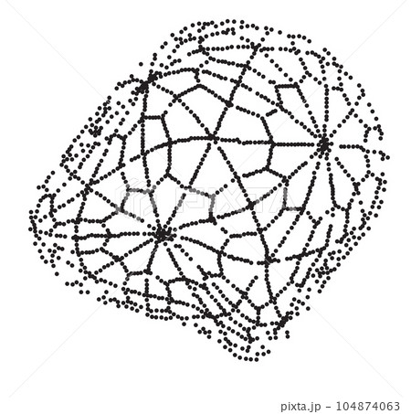 Wireframe distorted sphere globe isolated on white background. 3d cell network. 104874063