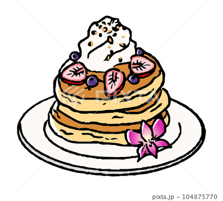【パンケーキ】手描き 原画 アート パンケーキ 手描き線画イラストのイラスト素材 [104875770] - PIXTA