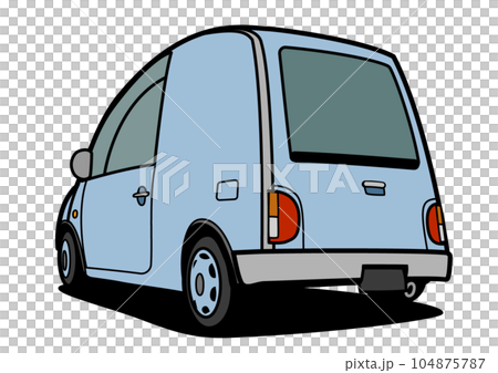國產復古商用車淺藍色後視車插畫 104875787