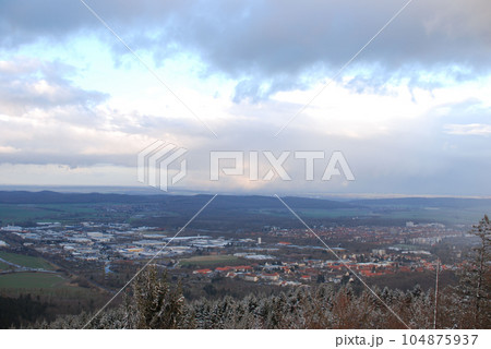 Aerial view of the town of Goslar from Steinberg Aerial view of the town of Goslar from Steinberg 104875937