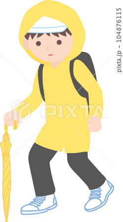 豪雨災害時の避難時の服装 104876115
