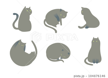 シンプルな黒猫のイラストセット 104876146