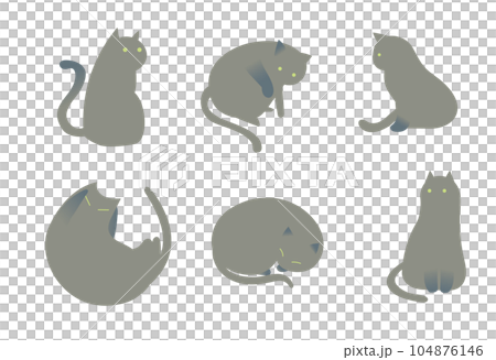 シンプルな黒猫のイラストセット 104876146