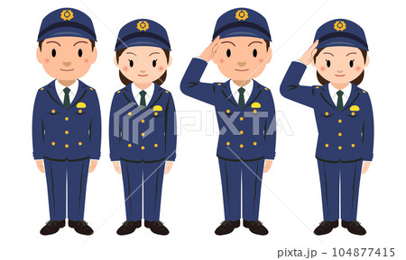 制服姿の男女警察官のイラスト(活動服) 制服姿の男女警察官のイラスト(活動服) 104877415