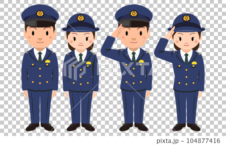 制服姿の男女警察官のイラスト（冬服） 104877416