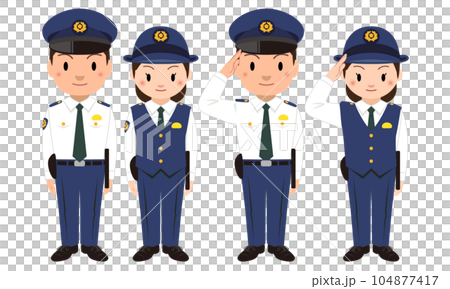 男女警察穿制服(襯衫)的插圖 男女警察穿制服(襯衫)的插圖 104877417