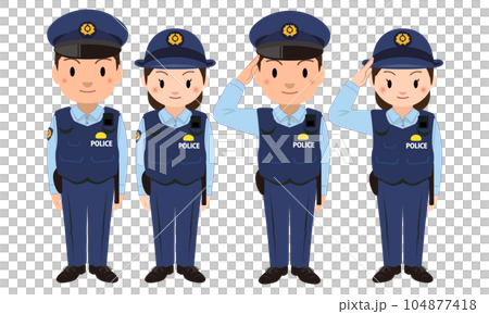 男女警察穿制服的插圖(夏裝、襯衫) 男女警察穿制服的插圖(夏裝、襯衫) 104877418