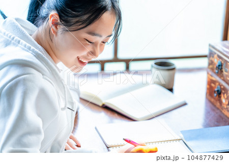 勉強をする女子高生 勉強をする女子高生 104877429