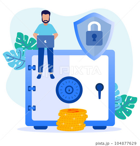Illustration vector graphic cartoon character of protection in business Illustration vector graphic cartoon character of protection in business 104877629