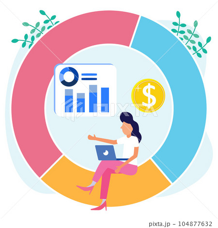 Illustration vector graphic cartoon character of business diagram Illustration vector graphic cartoon character of business diagram 104877632