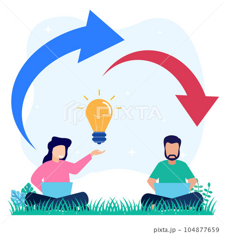 Illustration vector graphic cartoon character of transfer knowledge 104877659