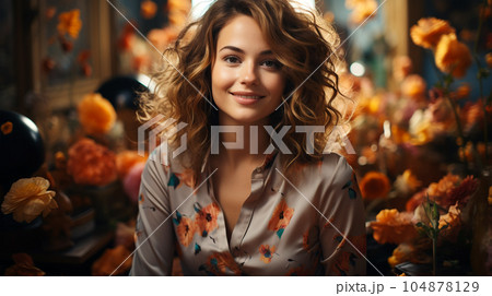 Smiling successful business woman after a completed project, office concept, personnel management Smiling successful business woman after a completed project, office concept, personnel management 104878129