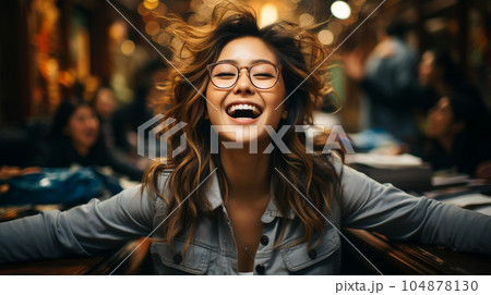 Smiling successful business woman after a completed project, office concept, personnel management 104878130