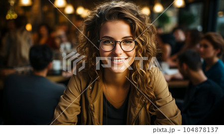 Smiling successful business woman after a completed project, office concept, personnel management Smiling successful business woman after a completed project, office concept, personnel management 104878137