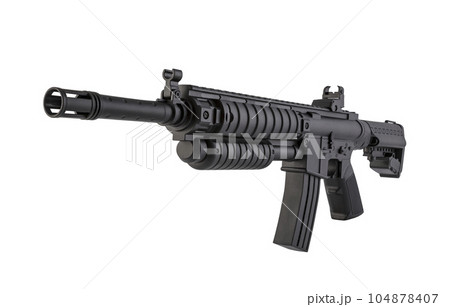 Assault rifle isolated on white background with clipping path 104878407
