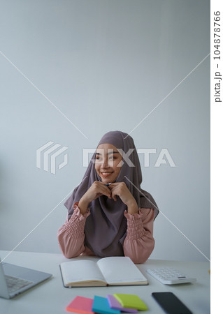 Business, finance and employment, female successful entrepreneurs concept. Confident smiling Muslim woman. 104878766