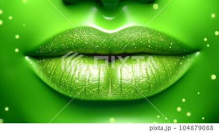 Trendy beautiful woman lips, close up, abstract view, art style, kiss, fashion makeup concept 104879088