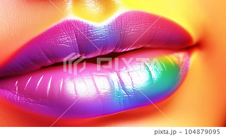 Trendy beautiful woman lips, close up, abstract view, art style, kiss, fashion makeup concept Trendy beautiful woman lips, close up, abstract view, art style, kiss, fashion makeup concept 104879095